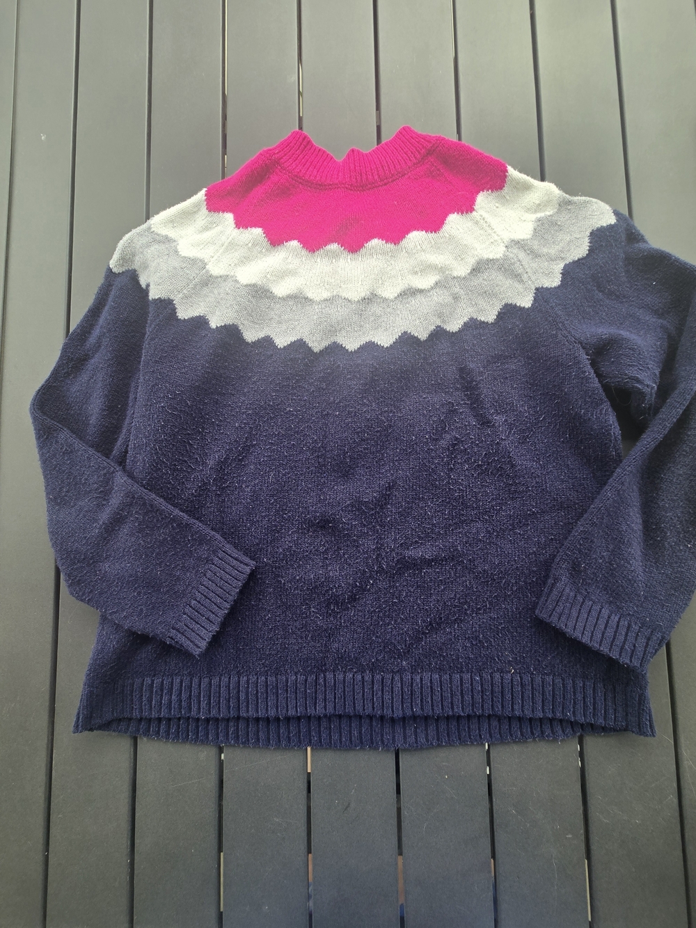 Talbots Mock Meck Colorblock Sweater Pink/navy/cream Sz Xl